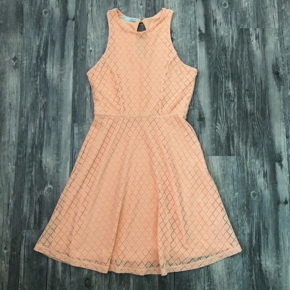 Maurices Peach Skater A-Line Dress Lace Overlay - Picture 1 of 8